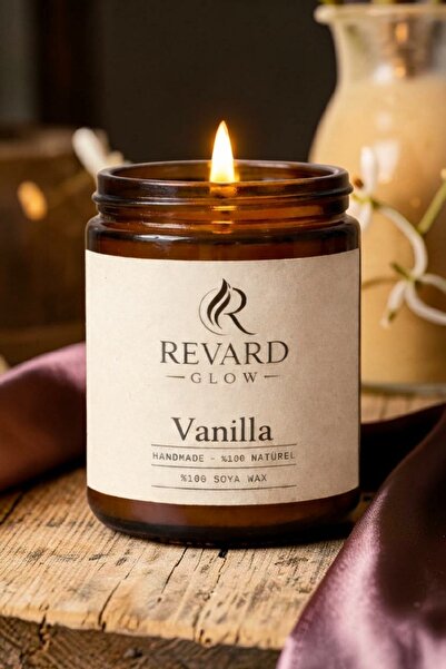 Revard Glow Vanilya Kokulu Mum - %100 Doğal El Yapımı Soya Mumu - 100 cc Cam Kavanoz