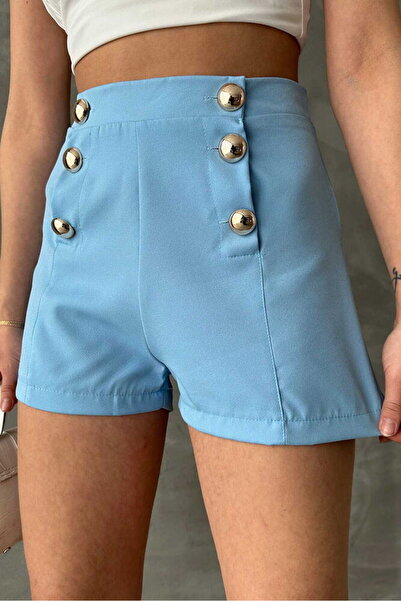 VERYMODA Μπλε σορτς με διακοσμητικά κουμπιά |   D1944