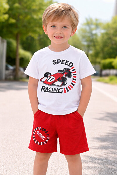 tinitins Simalya Kids Boys' Speed Racing Printed T-Shirt Shorts Set