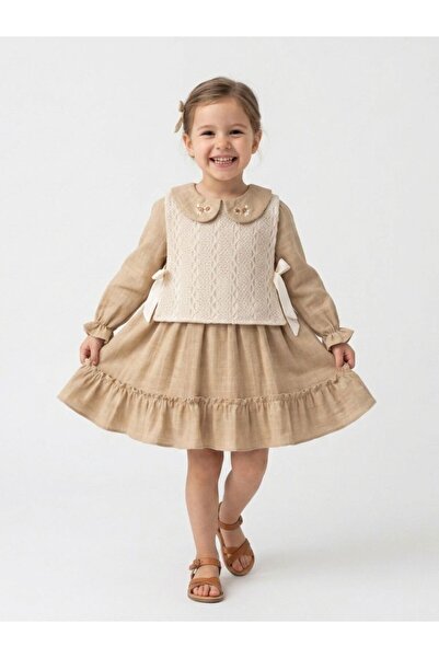 Cherrys Bebek Φόρεμα για κορίτσια με δαντελένια ποδιά και γιακά μωρού