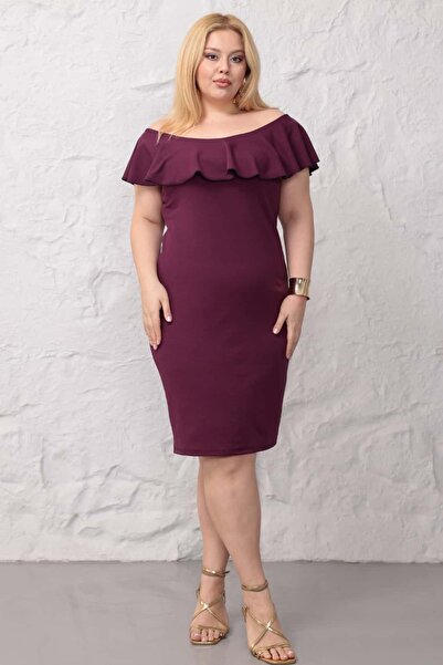 tarzımsüper Γυναικείο φόρεμα με βολάν στους ώμους, λεπτομερές λαιμόκοψη Madon...