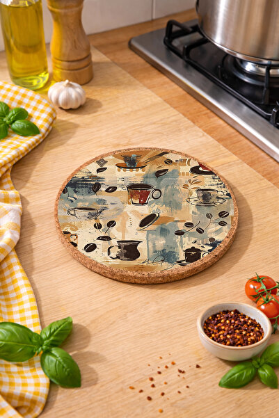 Coffee Themed Mushroom Final Pot Pan Coaster 19cm Diameter 1cm Thick