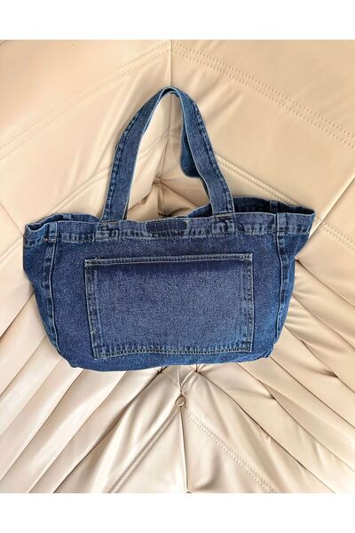 minebag Casual Jeans Women's Shoulder Bag with Pockets Gein Navy Blue