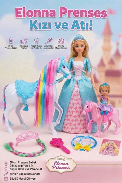 craftivio Elonna Princess Yeleli Unicorn At ve 30 cm Prenses Bebek Oyun Seti ...