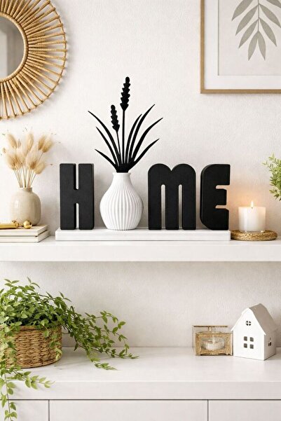 MODAT 3D Baskı HOME Yazı Dekoratif Obje | Modern Raf Üstü Dekor | Siyah Minim...