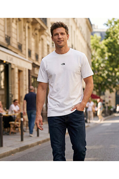 THE NORTH FACE Ανδρικό μπλουζάκι Essential Center Logo Relaxed Casual Λευκό