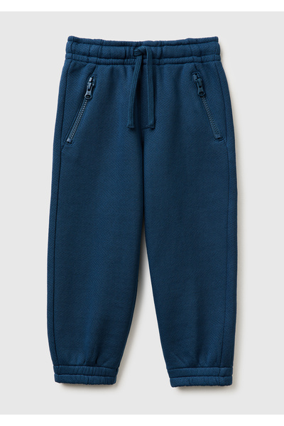 United Colors of Benetton Boys' Dark Navy Blue Drawstring Waist Textured Jogg...