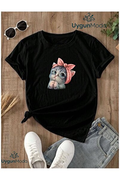 UygunModa Cute Cat Printed T-Shirt