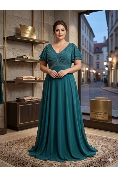 Modahiro Φόρεμα από σιφόν με χάντρες σε μεγάλο μέγεθος MDH5586