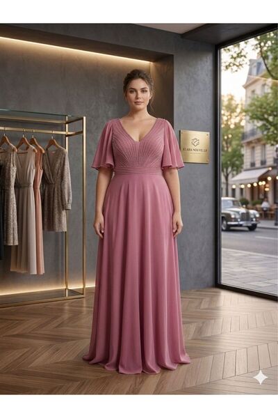 Modahiro Φόρεμα από σιφόν με χάντρες σε μεγάλο μέγεθος MDH5586