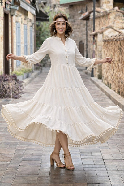 Nevin Kaya Moda Φόρεμα από λινό με φούντες