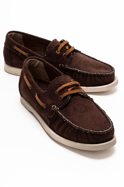 Lizy Shoes Γυναικεία άνετα παπούτσια με κορδόνια σε καφέ σουέντ μαρονέτινο στυλ