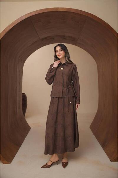 nurvina modest wear Σετ μπλούζας και φούστας με κέντημα υψηλής ποιότητας