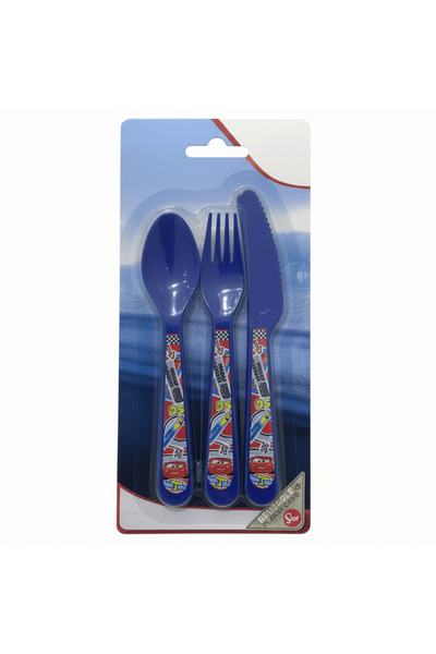 Disney Cars Kids Plastic Cutlery Set (3 pcs) – Racing Theme Kids Dining Set 1...