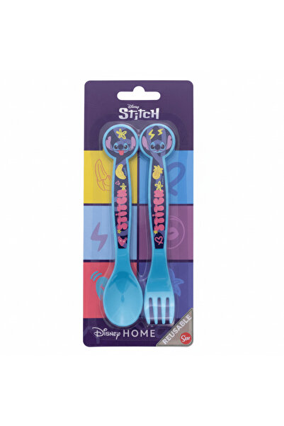 Disney Stitch Kids Plastic Cutlery Set (2 pcs) – Fun Blue Cartoon Design for ...
