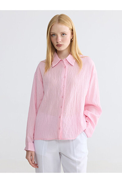 LC Waikiki NEVAVM Farkıyla LCW Modest Ροζ Ανάγλυφο Γυναικείο Πουκάμισο Τουνίκ...