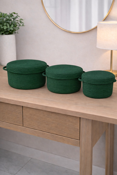 MaVaux Σετ Καλάθια με Σχοινί 3 τεμαχίων Mira με Κάλυμμα, Διακοσμητικός Οργανω...