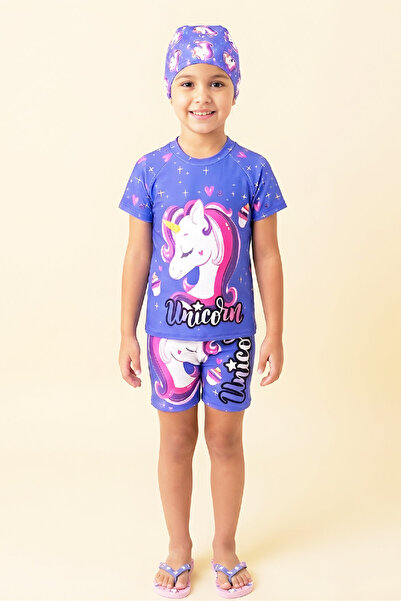 MODANINO Σετ μαγιό για κορίτσια 3 τεμαχίων (Σορτς+Τοπ+Καπέλο) 2-8 ετών 12585N