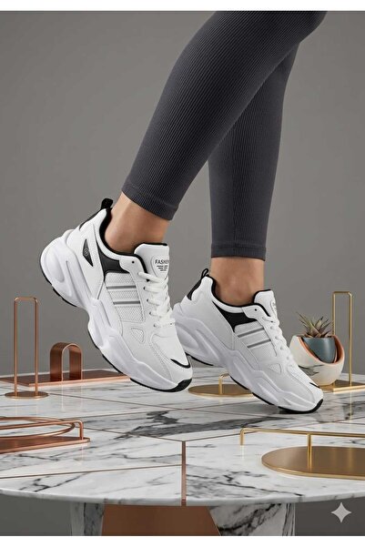 McDark Дамски бяло-черни маратонки с непожълтяваща подметка