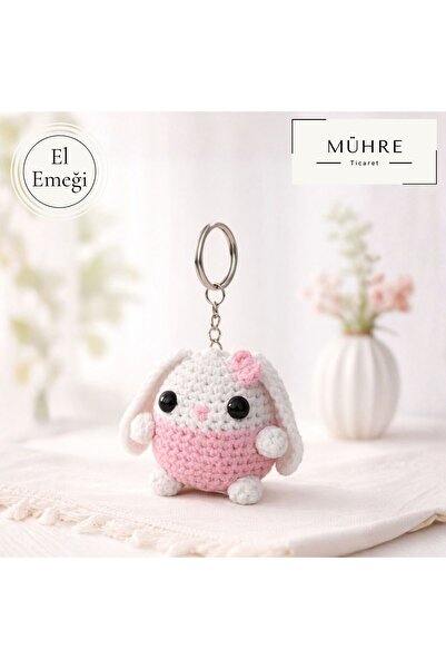 mühre Buckle Rabbit Keychain Charm Gift 100% Cotton Organic Amigurumi Knitted