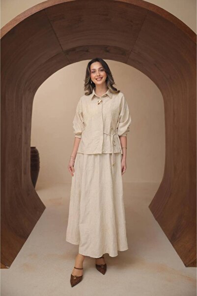 nurvina modest wear Σετ μπλούζας και φούστας με κέντημα υψηλής ποιότητας