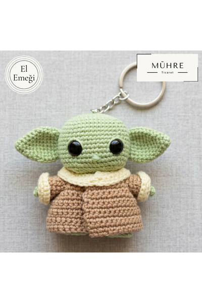 mühre Baby Yoda Grogu Yıldız Savaşları Anahtarlık Charm Hediyelik %100 Pamukl...