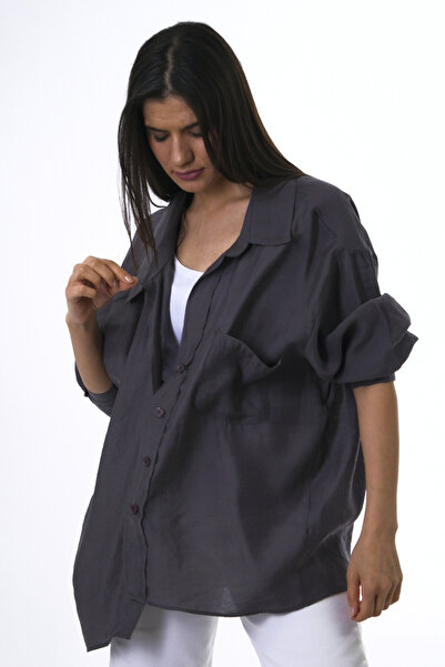 ABBRA Γυναικείο πουκάμισο Με πεσμένους ώμους oversized Μοντάλ