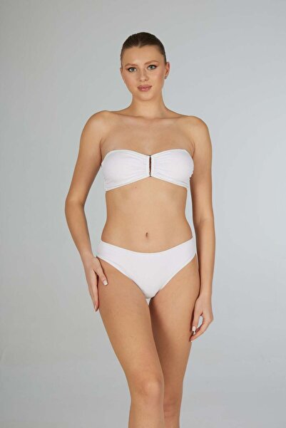 Estiva Γυναικείο Σετ Μπικίνι Στράπλες με Λευκή Πόρπη
