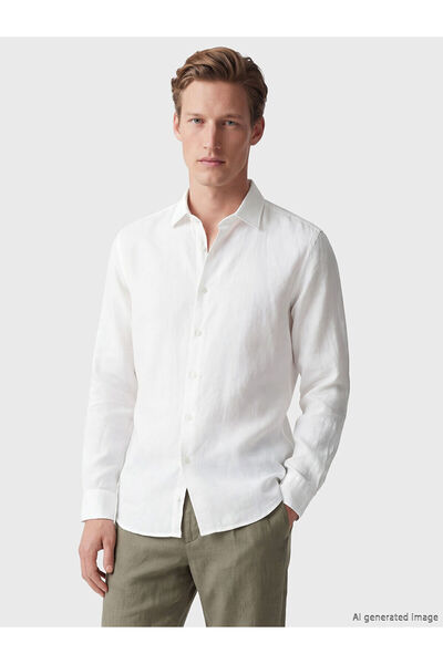 LC Waikiki Ανδρικό πουκάμισο NEVAVM Regular Fit 100% λινό με διαφορά στην υφή
