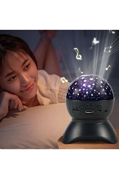 OEM Φωτάκι νυκτός με αστέρια και φεγγάρι, περιστροφή 360 μοιρών και ήχος MP3 ...