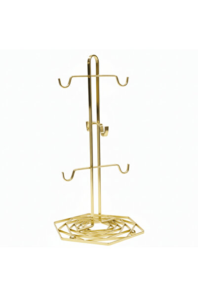 ORCHID Luxury Gold Finish Metal Mug Tree Stand for Kitchen Countertop– 30cm