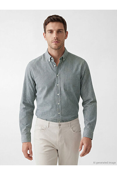 LC Waikiki Green Regular Fit Patterned Men's Shirt