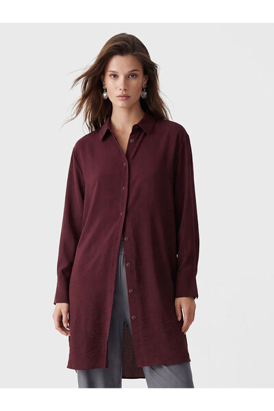 LC Waikiki NEVAVM Farkıyla LCW Modest μπορντό γυναικείο πουκάμισο τουνίκ - S6...