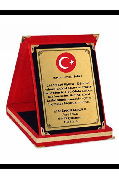 ö özcantasarım Kişiye Özel Plaket - Kişiye Özel Kadife Plaket - İstiklal Marş...