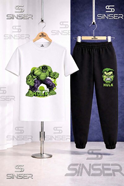 SS SİNSER طقم بدلة رياضية للأطفال مطبوع عليه HULK EL SIKAN GREEN TVL
