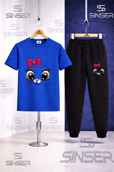 SS SİNSER Children's Cat Eye Pmbe Krdl Printed T-Shirt Tracksuit Set