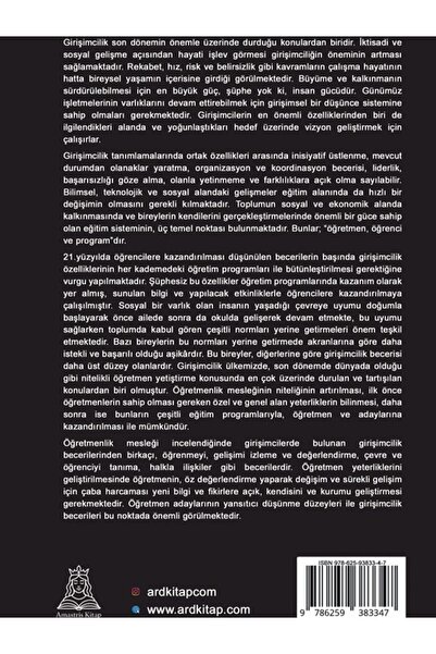 Amastris Kitap Eğitimde Girişimcilik ve Yansıtıcı Düşünme - Engin KÖSTEKÇİ