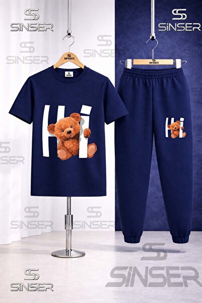 SS SİNSER Παιδικό σετ φόρμας με στάμπα HI AYICIK YAZI ICINDE