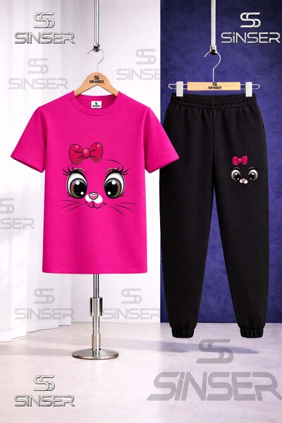 SS SİNSER Παιδικό Σετ Φόρμας με Μπλουζάκι με Στάμπα CAT EYE PMBE KRDL