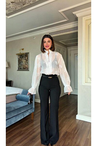 Ecenin Favorileri Women's Judge Collar White Shirt