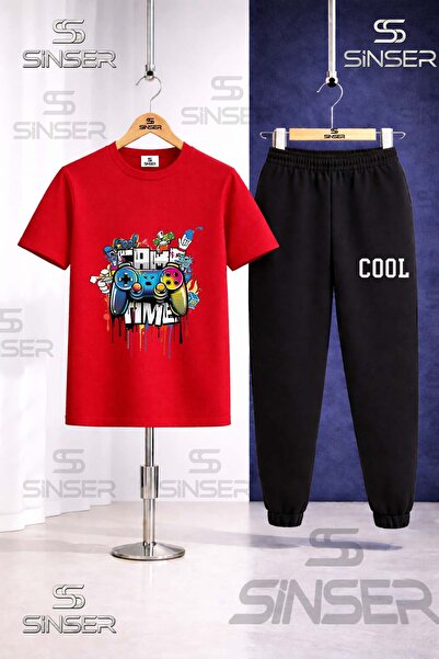 SS SİNSER Children's Game Time Cool Printed T-Shirt Sweatpants Set