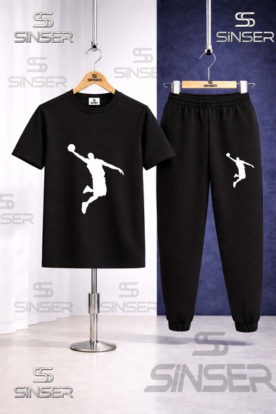 SS SİNSER Παιδικό Σετ Φόρμας με Μπλουζάκι με Στάμπα BASKET ADAM WHITE