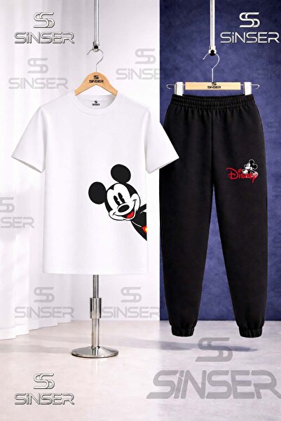 SS SİNSER Children's Mickey Side Looking Printed T-Shirt Tracksuit Set