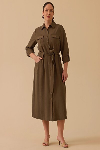 Rain and River Plus size dress with tie detail and pockets