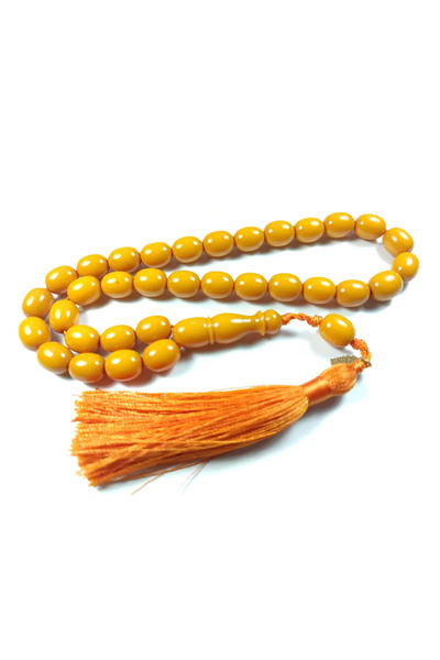 İskeçe Tesbih Ebu Zeyn Master's Work: Signed and Sealed Crimped Amber