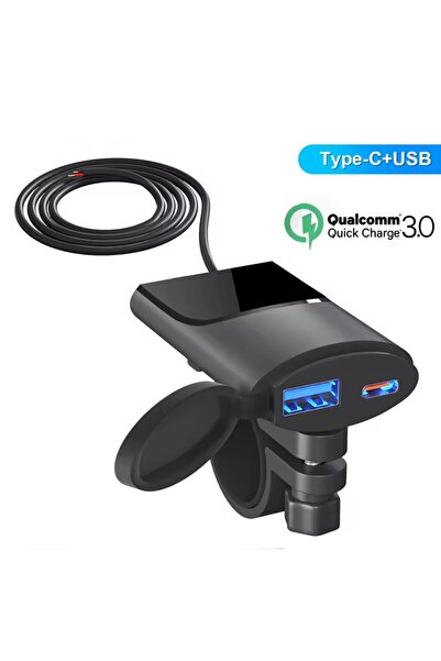 Autoline Motosiklet Type C ve Usb soketli hızlı Şarj