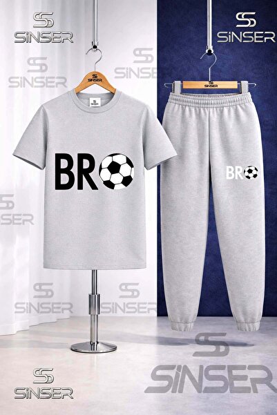 SS SİNSER Παιδικό Σετ Φόρμας με Μπλουζάκι με Στάμπα BRO TOP YAZI SYH
