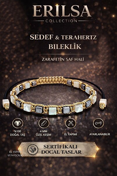 Erilsa Certified Stone Terahertz Bracelet - 4mm Cube Cut Natural Stone Handma...