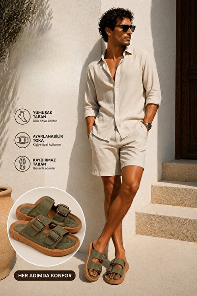 MUGGO Augusta Adjustable Double Buckle Casual Men's Slippers