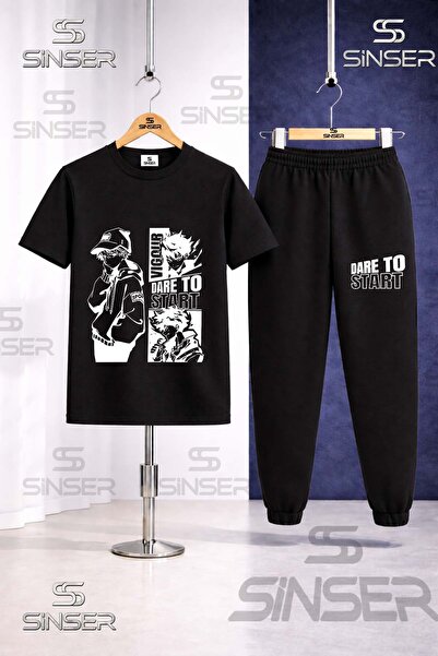 SS SİNSER Παιδικό σετ φόρμας με μπλουζάκι με στάμπα DARE TO START WHITE